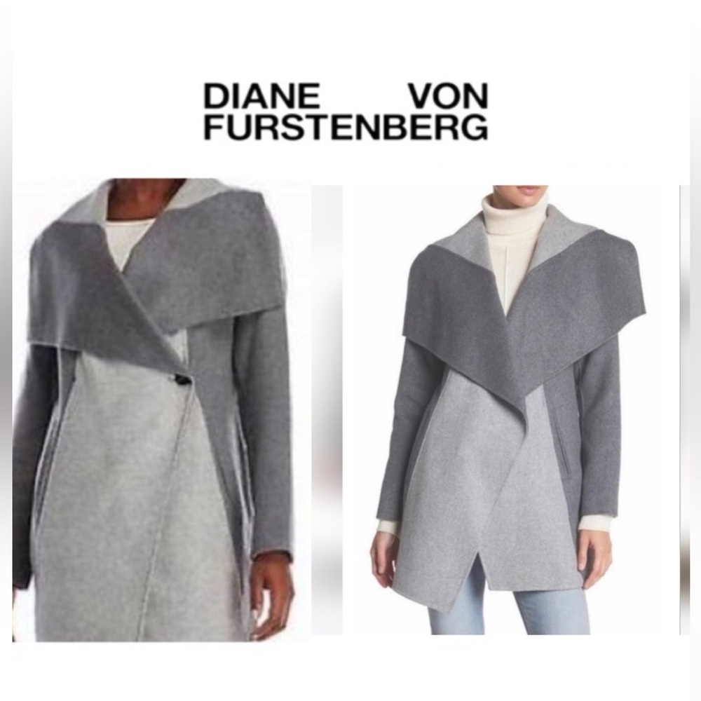 NWT DVF Wrap/Sweater/Coat- Lt&Dark Gray (S)